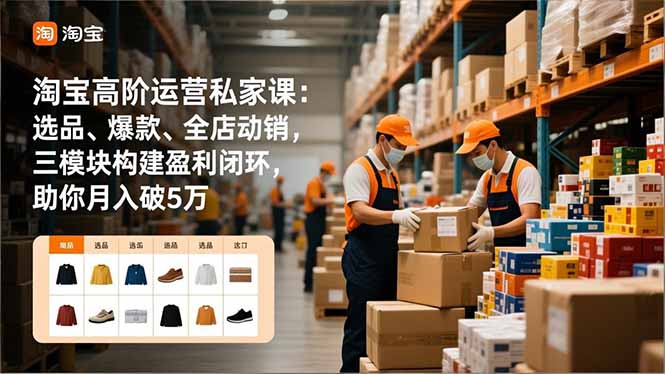 淘宝高阶运营私家课:选品、爆款、全店动销,三模块构建盈利闭环,助你月入破5万-小艾网创