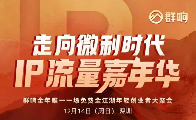 2025ip嘉年华万人12月14深圳线下课，走向微利时代，IP流量嘉年华，实操性极强的商业干货课-小艾网创