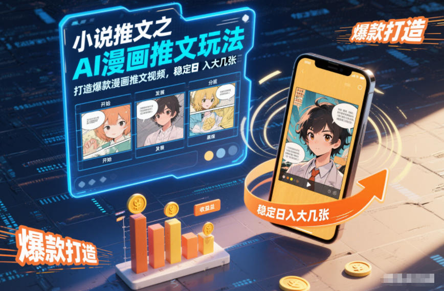 小说推文之AI漫画推文玩法,打造爆款漫画推文视频,稳定日入大几张-小艾网创