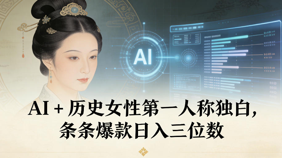 AI+历史女性第一人称独白，条条爆款日入三位数-小艾网创