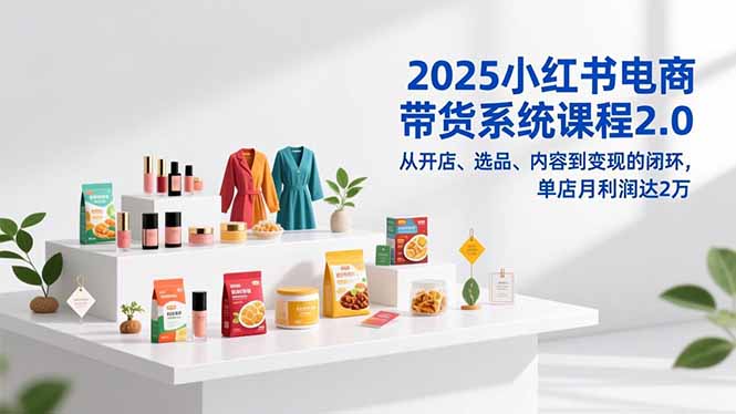 2025小红书电商带货系统课程2.0，从开店、选品、内容到变现的闭环，单店月利润达2万-小艾网创