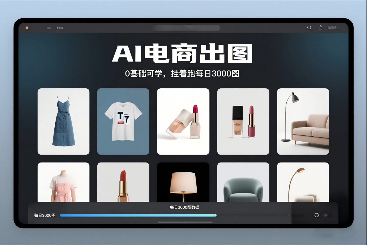 AI电商出图,0基础可学,挂着跑每日3000图-小艾网创