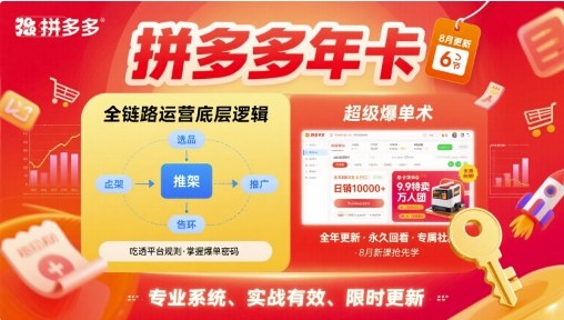 拼多多年卡，拼多多全链路运营底层逻辑，超级爆单术【更新12月】-小艾网创