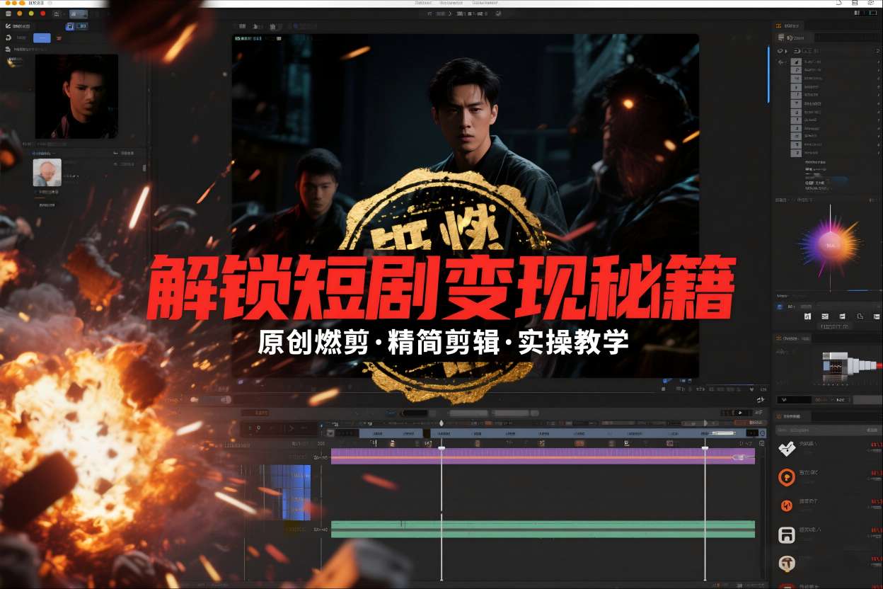 短剧拉新之原创燃剪精简剪辑实操课，解锁短剧变现秘籍-小艾网创