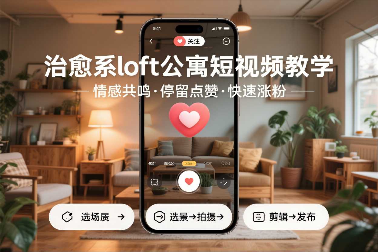 治愈系loft公寓短视频制作教学，情感共鸣引停留点赞关注，快速起号涨粉-小艾网创