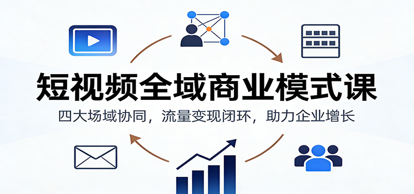短视频全域商业模式课:四大场域协同,流量变现闭环,助力企业增长-小艾网创