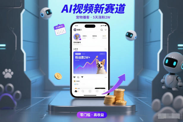 AI视频新赛道，宠物播客仅注册5天涨粉2W，收益非常可观-小艾网创