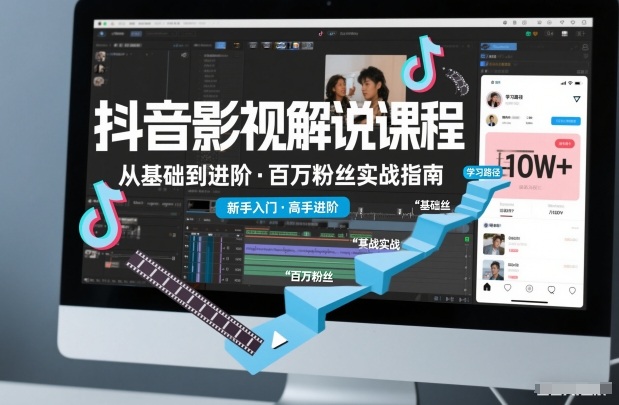 抖音百万粉丝影视解说课程，基础到进阶课，适合新手和进阶学习-小艾网创