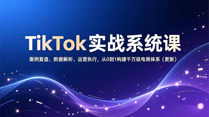 TikTok实战系统课，案例复盘、数据解析、运营执行，从0到1构建千万级电商体系(更新-小艾网创