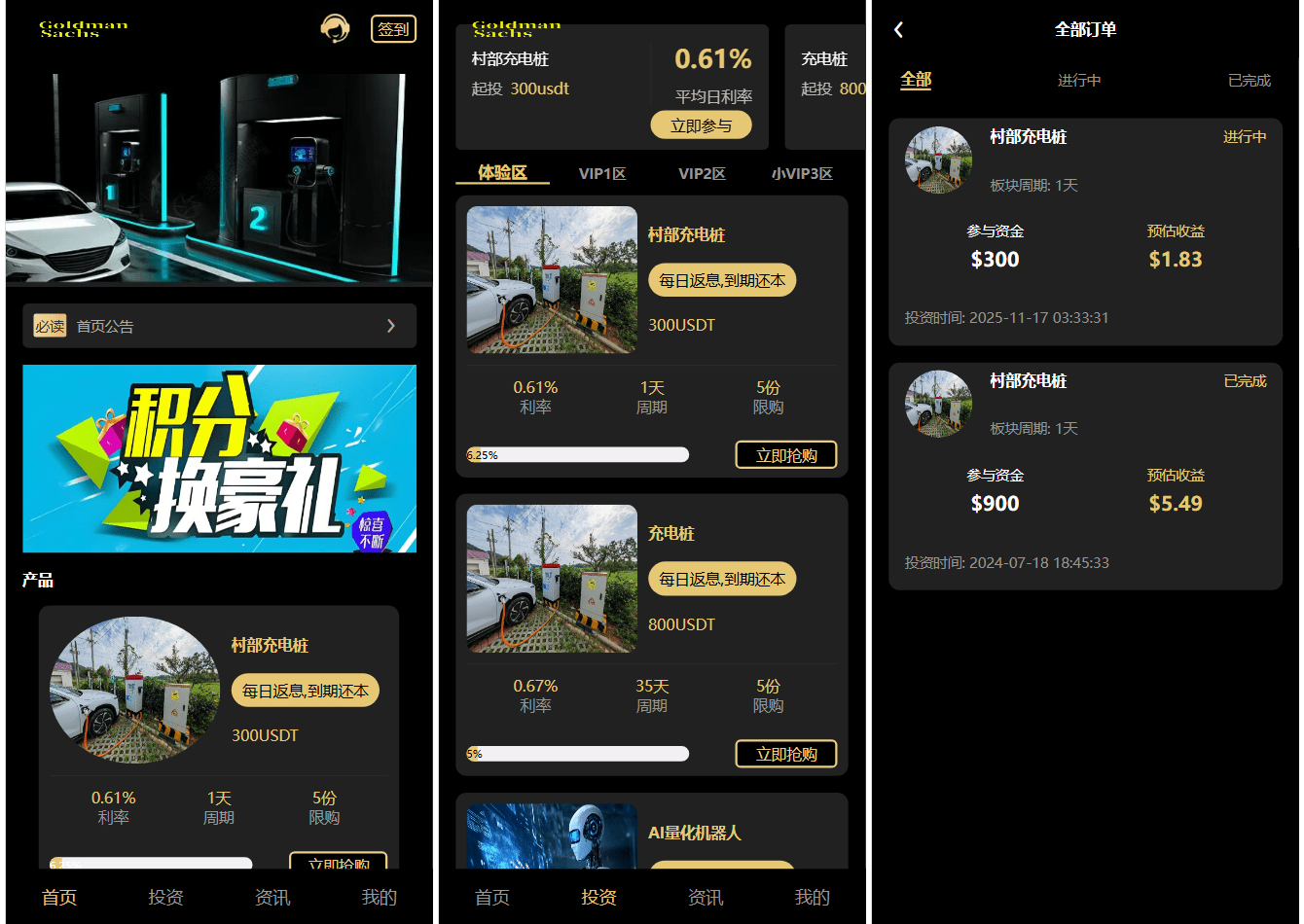 Fidelity充电桩投资理财系统源码-前端uniapp纯源码+后端PHP-小艾网创