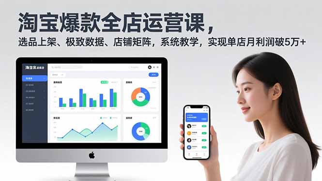 淘宝爆款全店运营课2.0，选品上架、极致数据、店铺矩阵，系统教学，实现单店月利润破5万+-小艾网创