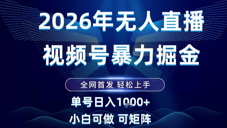 2026最新视频号无人直播掘金，全网首发，小白可以玩，长期稳定日入1k+【揭秘】-小艾网创