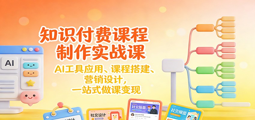 知识付费课程制作实战课：AI工具应用 、课程搭建、营销设计，一站式做课变现-小艾网创