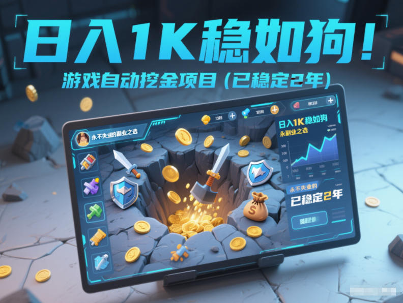 日入1K稳如狗！游戏自动挖金项目(已稳定2年)，永不失业的副业之选【揭秘】-小艾网创