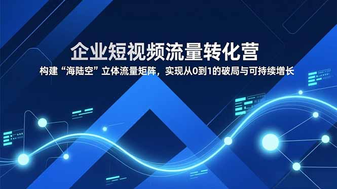 企业短视频流量转化营，构建“海陆空”立体流量矩阵，实现从0到1的破局与可持续增长-小艾网创