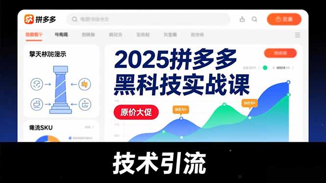 2025拼多多黑科技实战课，擎天柱玩法、爆流SKU、原价大促，技术引流，单店日销轻松破千单-小艾网创