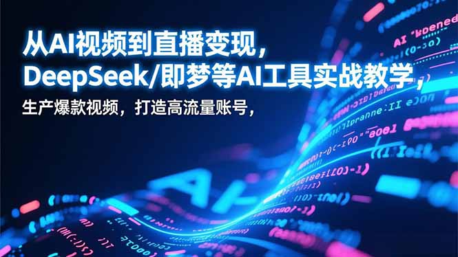 从AI视频到直播变现,DeepSeek/即梦等AI工具实战教学,生产爆款视频,打造高流量账号-小艾网创