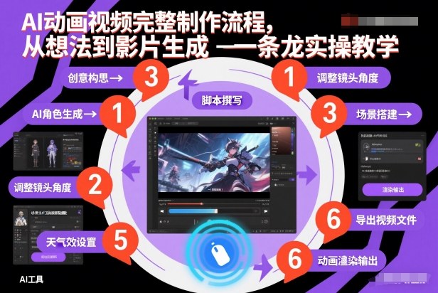 AI动画视频完整制作流程，从想法到影片生成一条龙实操教学-小艾网创