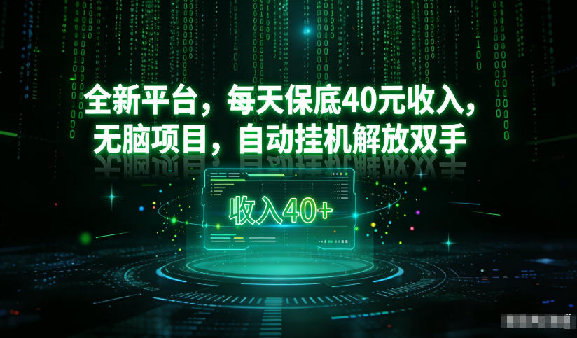最新看广平台，每天保底30-4米，无脑项目，自动挂G解放双手【揭秘】-小艾网创