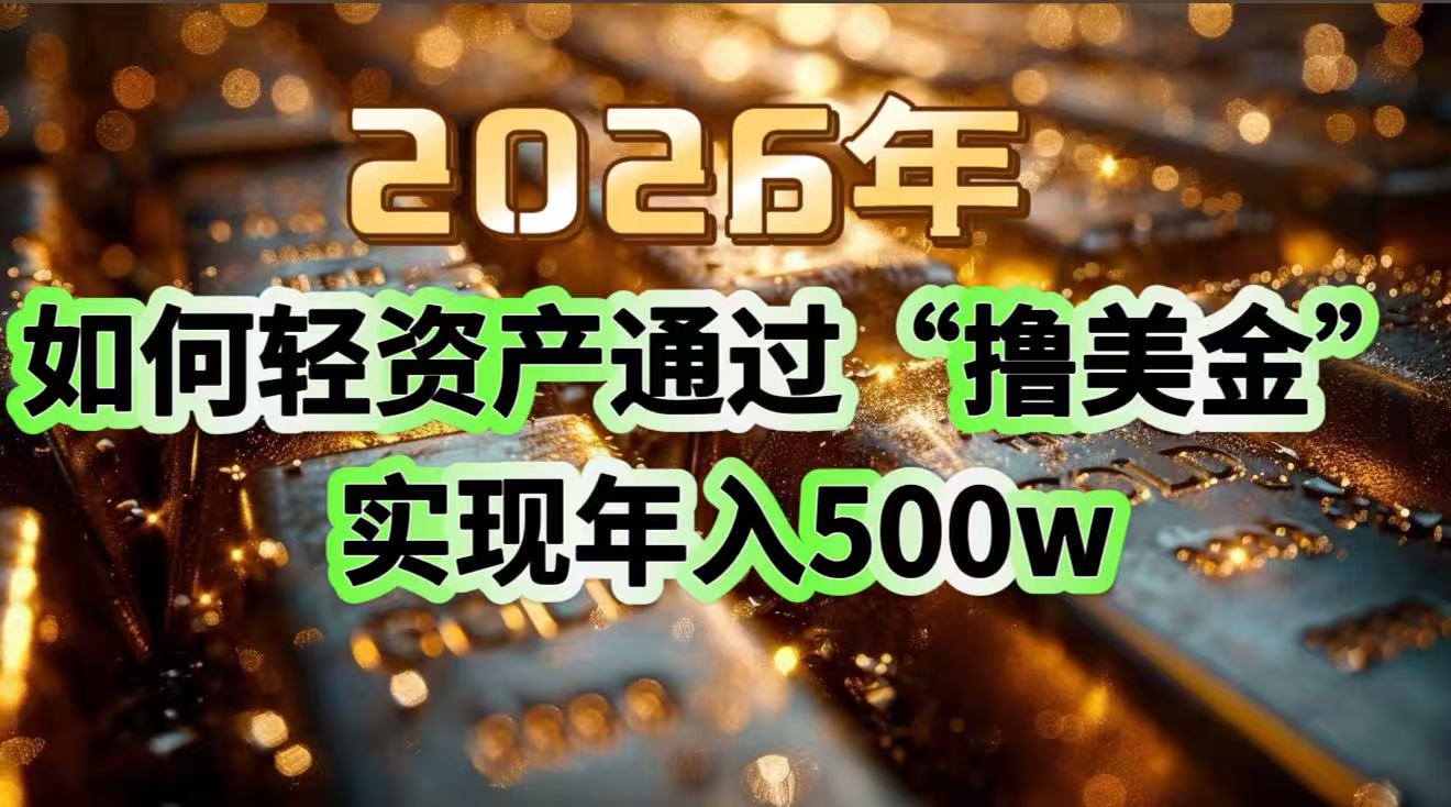2026年如何轻资产通过“撸美金”实现年入500w-小艾网创
