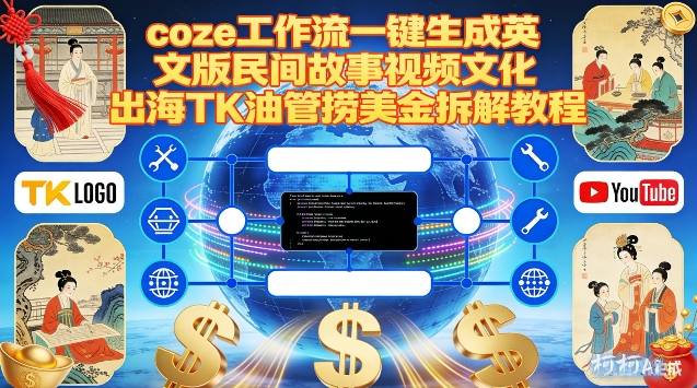 Coze扣子工作流一键生成英文版民间故事视频，文化出海TK油管捞美金拆解教程-小艾网创