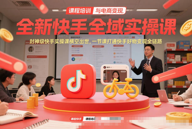 全新快手全域实操课，封神级快手实操课横空出世，一节课打通快手好物变现全链路-小艾网创