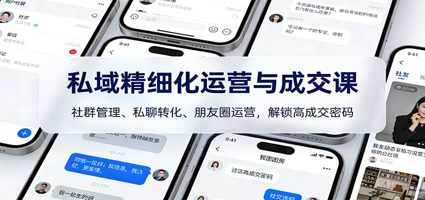 私域精细化运营与成交课:社群管理、私聊转化、朋友圈运营,解锁高成交密码-小艾网创