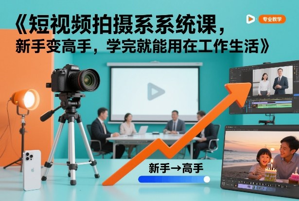 短视频拍摄系统课，新手变高手，学完就能用在工作生活-小艾网创