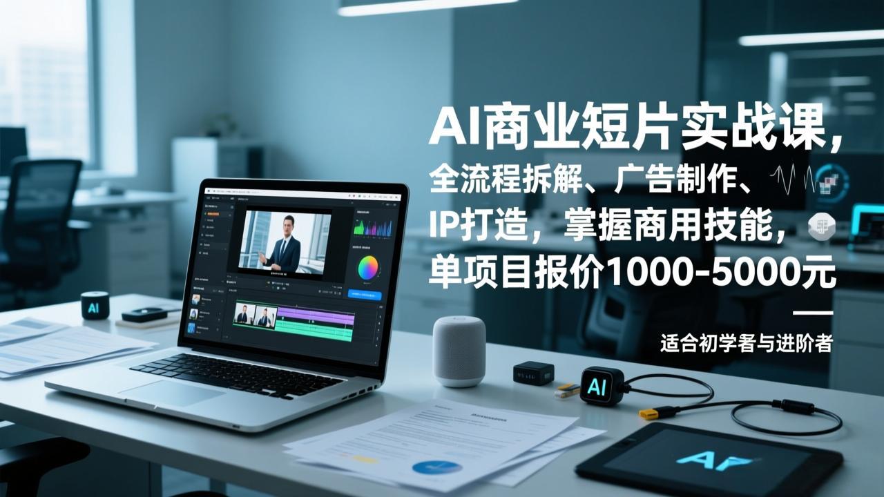 AI商业短片实战课,全流程拆解、广告制作、IP打造,掌握商用技能,单项目报价1000-5000元-小艾网创