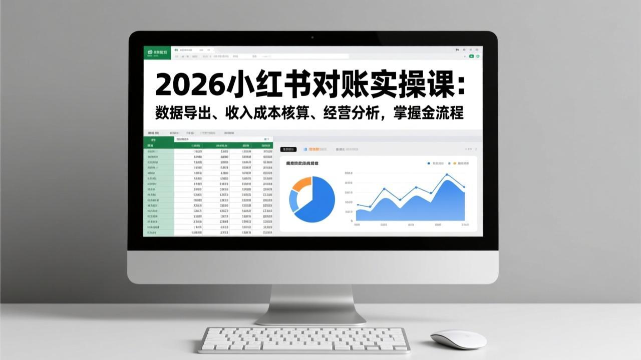 2026小红书对账实操课：数据导出、收入成本核算、经营分析，掌握全流程-小艾网创