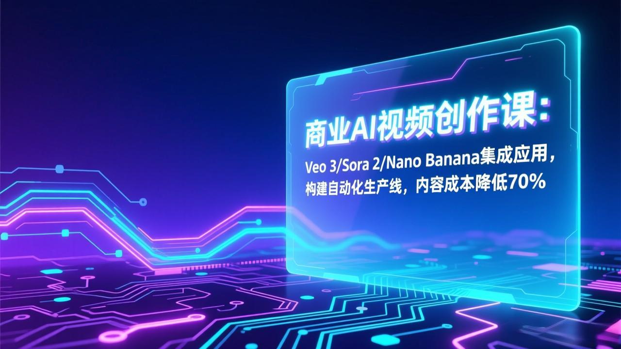 商业AI视频创作课:Veo 3/Sora 2/Nano Banana集成应用,构建自动化生产线,内容成本降低70%-小艾网创
