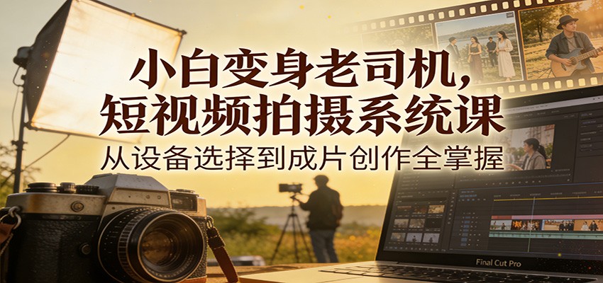 小白变身老司机,短视频拍摄系统课,从设备选择到成片创作全掌握-小艾网创