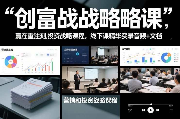 创富战略课，赢在重注时刻，营销和投资战略课程，线下课精华实录音频+文档-小艾网创