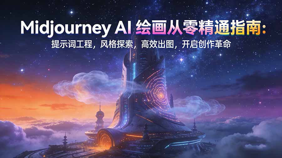Midjourney AI绘画从零精通指南：提示词工程，风格探索，高效出图，开启创作革命-小艾网创