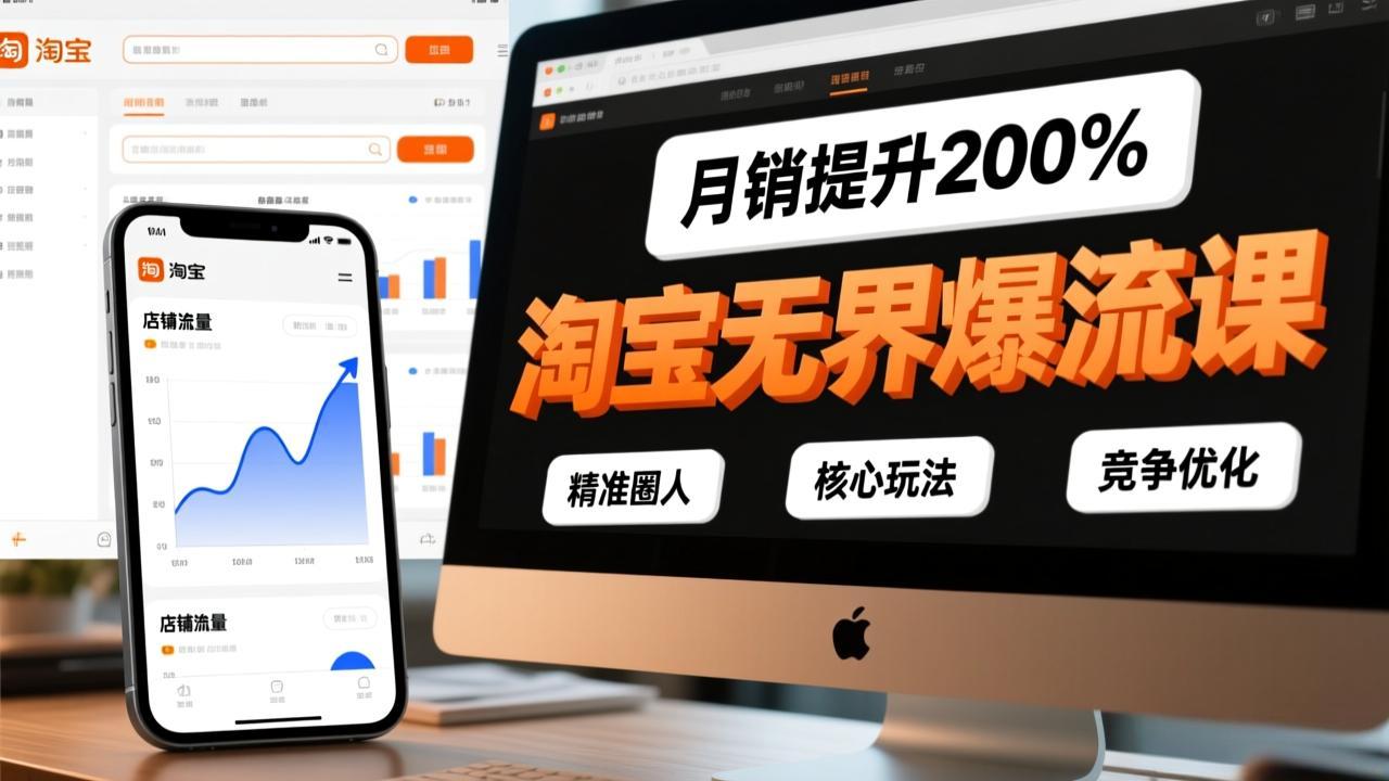 淘宝无界爆流课，精准圈人、核心玩法、竞争优化，快速引爆店铺流量，月销提升200%-小艾网创