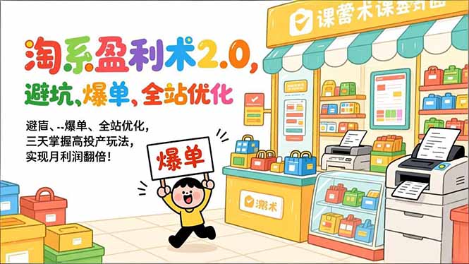 淘系盈利术2.0，避坑、爆单、全站优化，三天掌握高投产玩法，实现月利润翻倍！-小艾网创