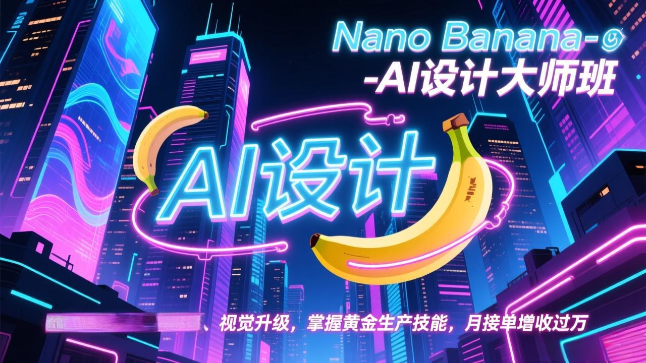 Nano Banana-AI设计大师班，修图合成、广告创作、视觉升级，掌握黄金生产技能，月接单增收过万-小艾网创