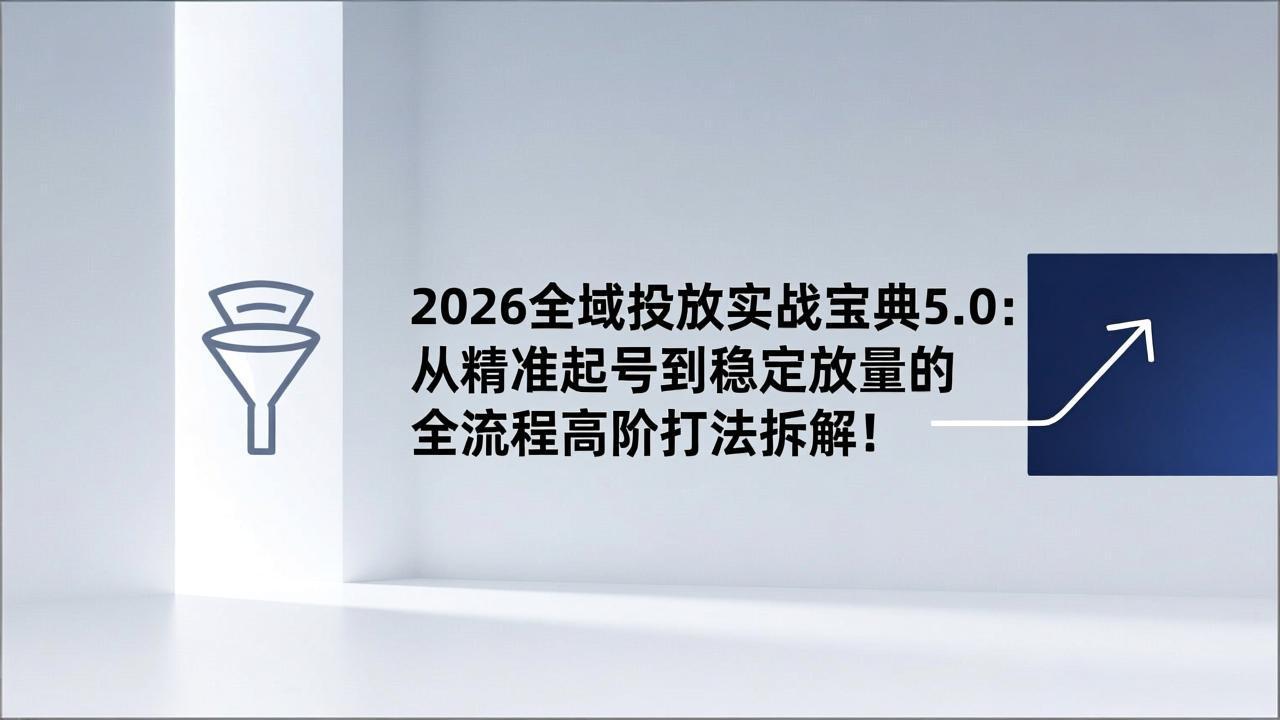 2026全域投放实战宝典5.0：从精准起号到稳定放量的全流程高阶打法拆解！-小艾网创