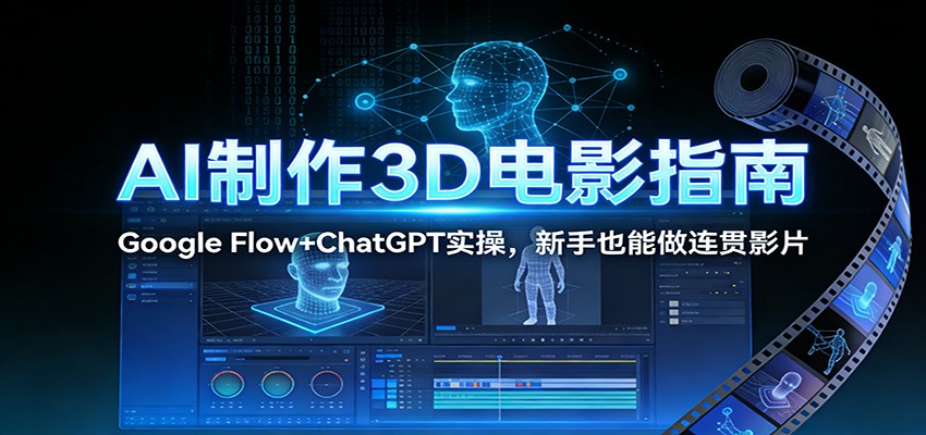 AI制作3D电影指南：Google Flow+ChatGPT实操，新手也能做连贯影片-小艾网创