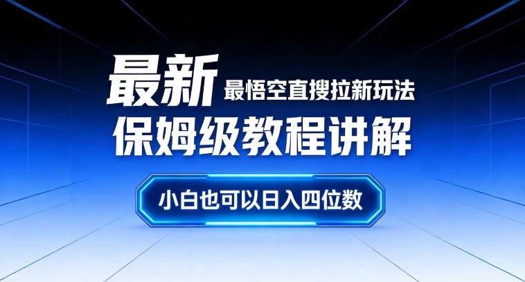 最新最悟空直搜拉新玩法保姆级教程讲解，小白也可以日入四位数-小艾网创