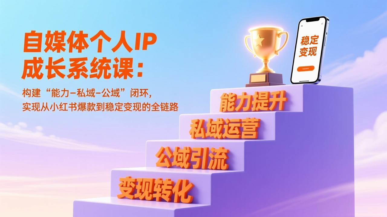 自媒体个人IP成长系统课:构建“能力-私域-公域”闭环,实现从小红书爆款到稳定变现的全链路-游客之家