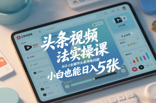 头条视频玩法实操课，从0-1全细节头条所有问题，小白也能日入5张-游客之家