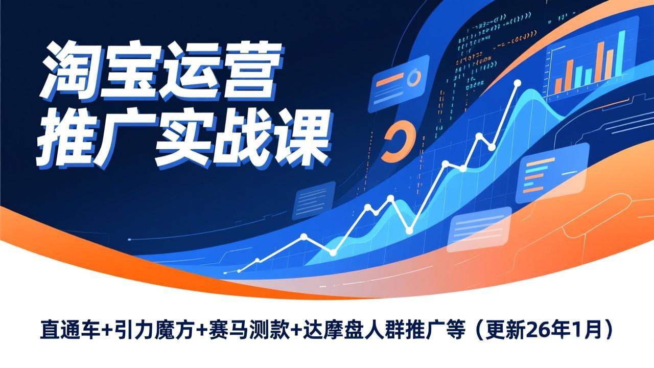 淘宝运营推广实战课，直通车+引力魔方+赛马测款+达摩盘人群推广等(更新26年1月-小艾网创