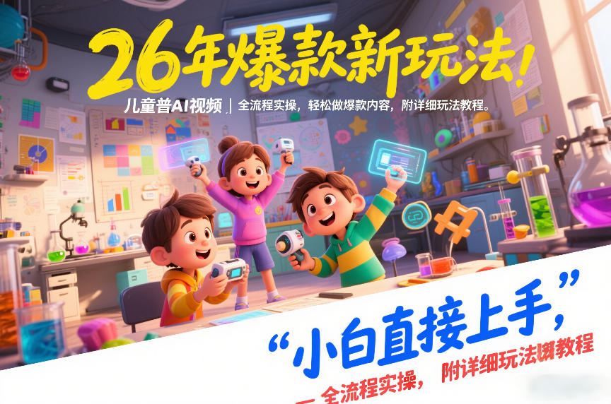 26年爆款新玩法，儿童科普AI视频，全流程实操，轻松做爆款内容，小白直接上手，附详细玩法教程-小艾网创