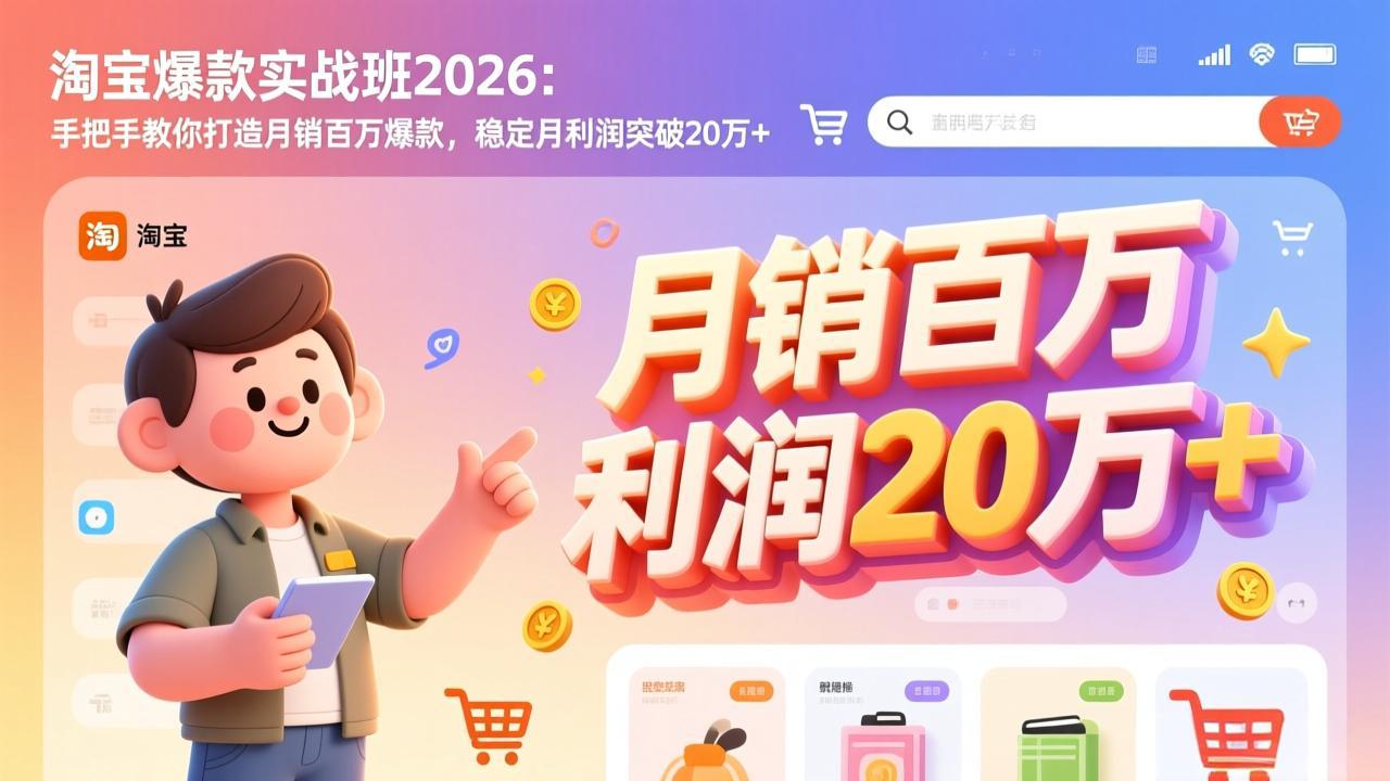 淘宝爆款实战班2026：手把手教你打造月销百万爆款，稳定月利润突破20万+-小艾网创