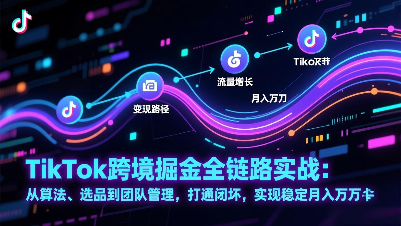 TikTok跨境掘金全链路实战：从算法、选品到团队管理，打通闭环，实现稳定月入万刀-小艾网创