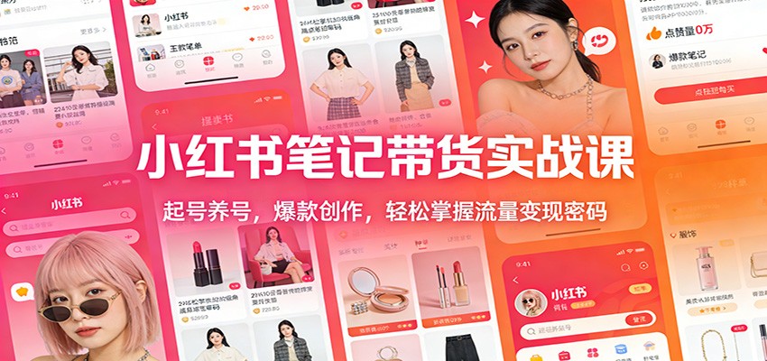 小红书笔记带货实战课:起号养号,爆款创作,轻松掌握流量变现密码-小艾网创