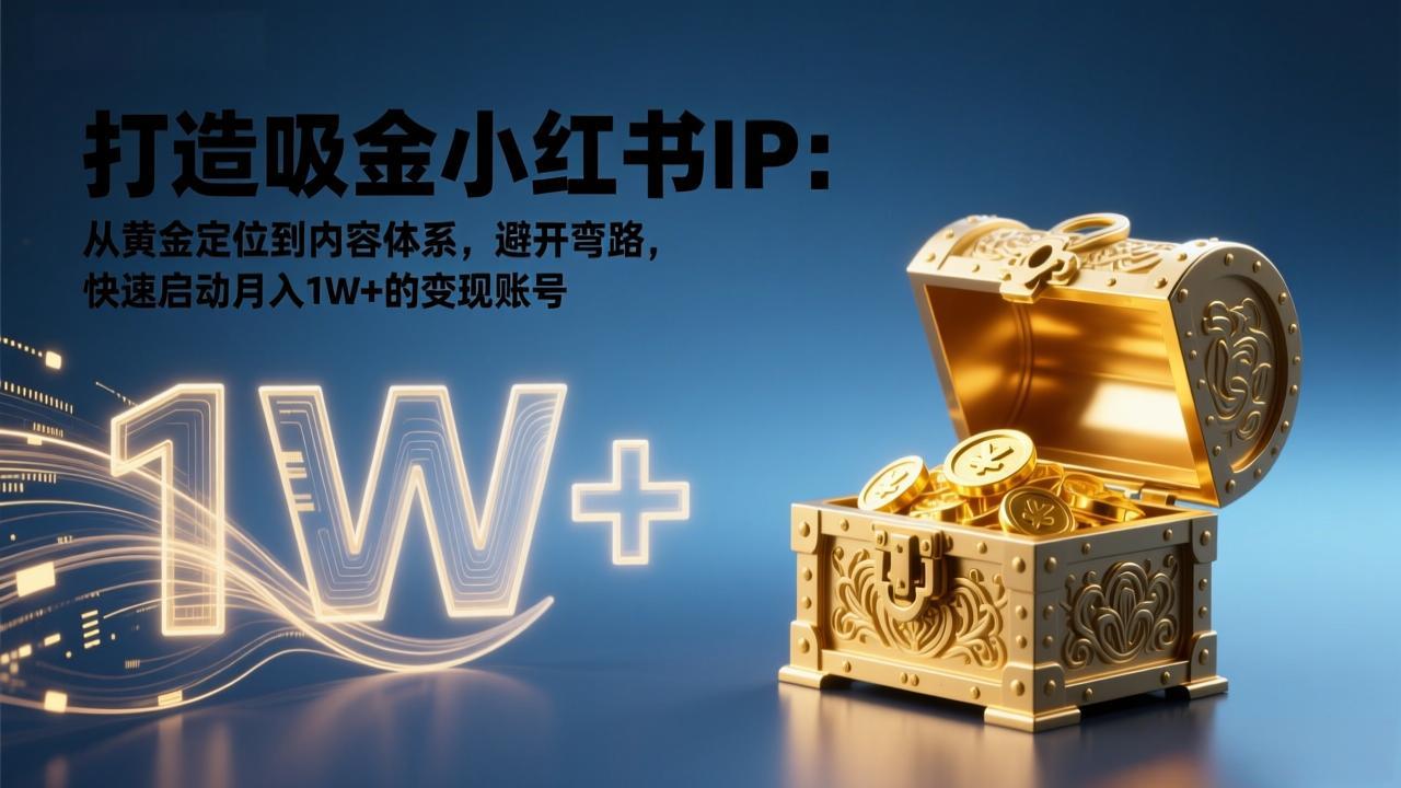 打造吸金小红书IP：从黄金定位到内容体系，避开弯路，快速启动月入1W+的变现账号-小艾网创