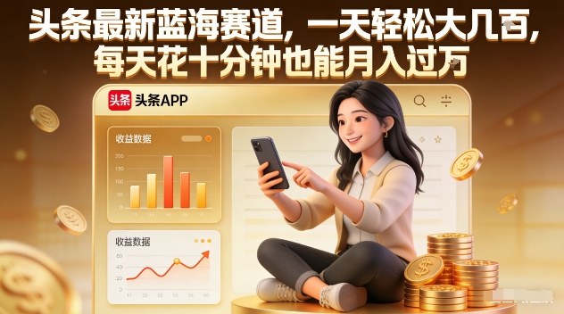 头条最新蓝海赛道,一天轻松大几张,每天花十分钟也能月入过1W【揭秘】-小艾网创