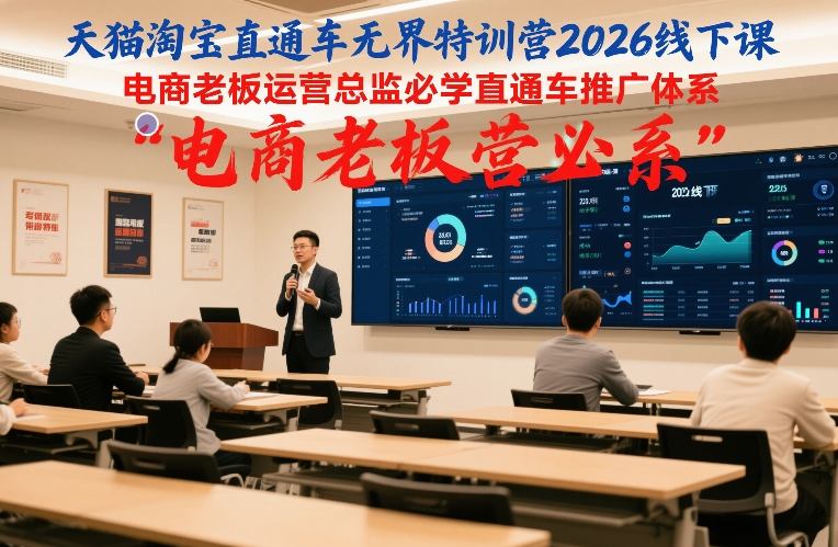 天猫淘宝直通车无界特训营2026线下课,电商老板运营总监必学直通车推广体系-小艾网创
